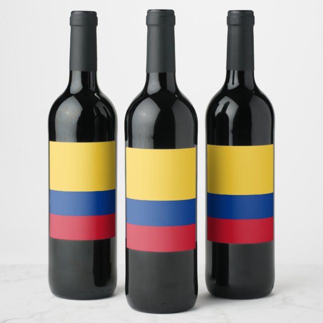Colombia flagga vinflaska etikett (Flaskor)