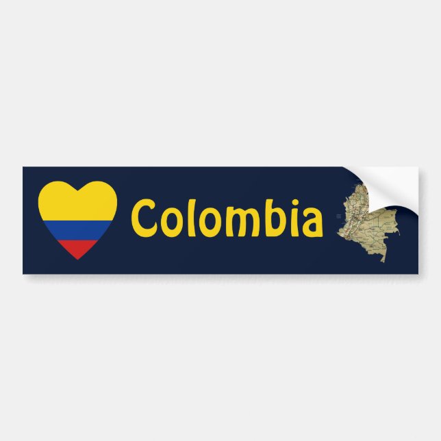 Colombia flaggahjärta + Kartabildekal Bildekal (Framsidan)