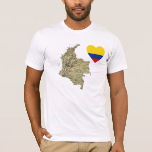 Colombia flaggahjärta och kartaT-tröja T-shirt