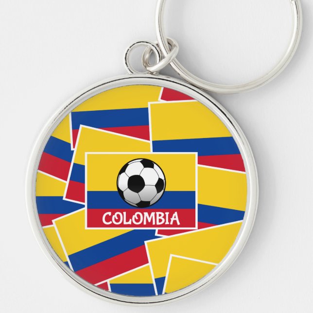 Colombia Football Rund Silverfärgad Nyckelring (Framsidan)