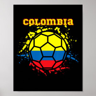 Colombia Fotboll Colombiansk Flagga Fotboll Fan Je Poster