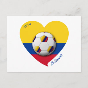 Colombia Fútbol Nacional 2014 Balón y Corazón Vykort