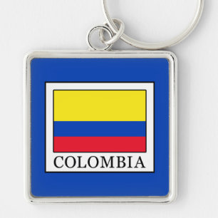 Colombia Fyrkantig Silverfärgad Nyckelring