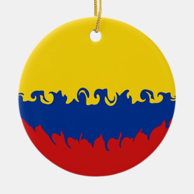 Colombia Gnarly flagga Julgransprydnad Keramik (Framsidan)