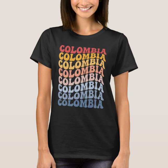 Colombia Groovy Retro Colombian T Shirt (Framsida)