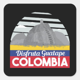 Colombia Guatape Vintage resor Fyrkantigt Klistermärke