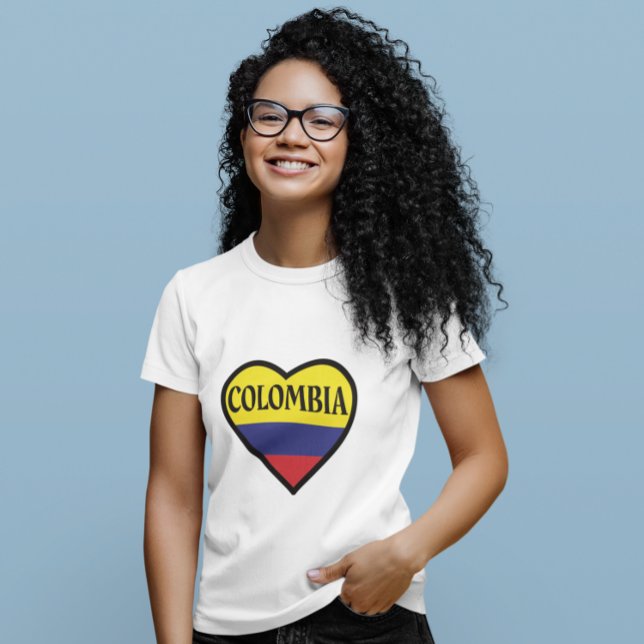 Colombia Heart Flagga White T Shirt (colombia flag heart love t shirt)