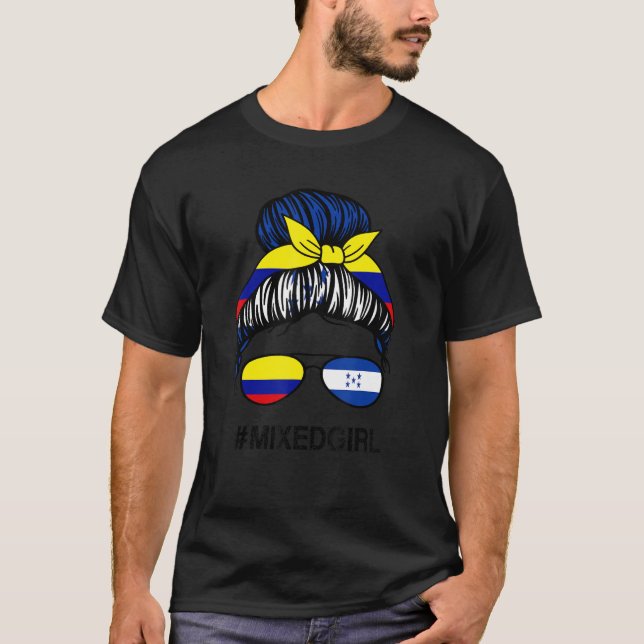 Colombia Honduras Flagga Colombia Honduran Messy B T Shirt (Framsida)
