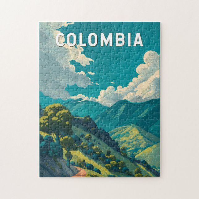 Colombia Illustration Resa Konst Vintage Pussel (Vertikal)
