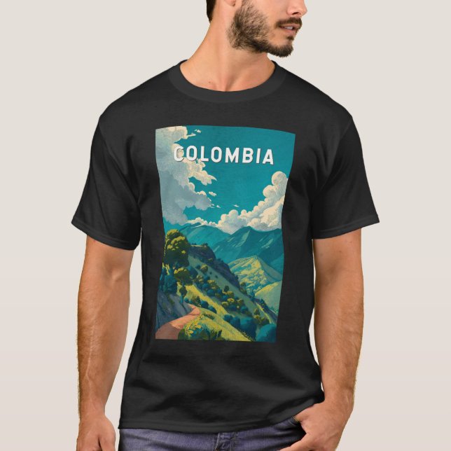 Colombia Illustration Resa Konst Vintage T Shirt (Framsida)