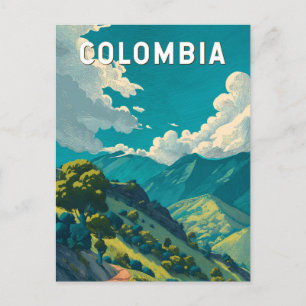 Colombia Illustration Travel Art Vintage Vykort