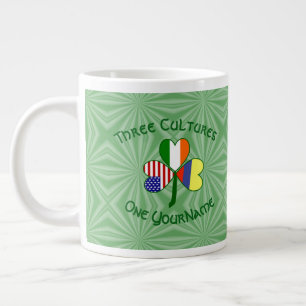 Colombia Irland USA Shamrock Flag Personlig Jumbo Mugg