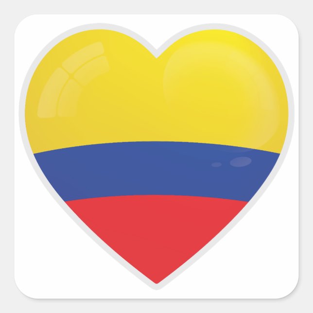 Colombia Kärlek Icon Fyrkantigt Klistermärke (Framsida)