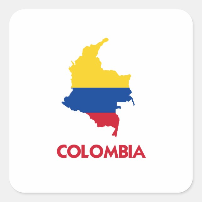 COLOMBIA KARTA FYRKANTIGT KLISTERMÄRKE (Framsida)