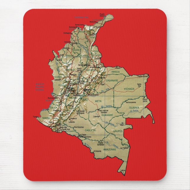 Colombia karta Mousepad Musmatta (Framsidan)
