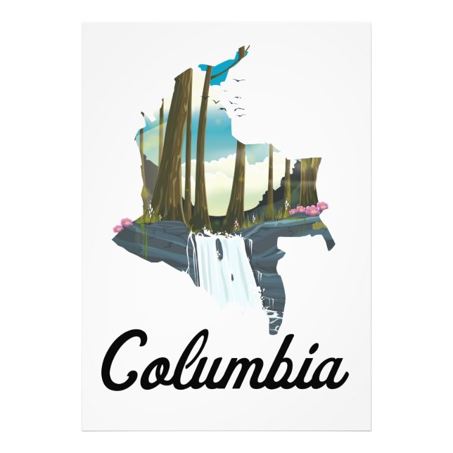 Colombia kartor resa affisch fototryck (Framsidan)