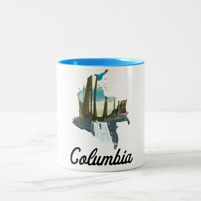 Colombia kartor reser affisch Två-Tonad mugg (Center)