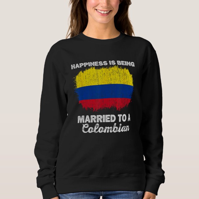 Colombia Marriage Colombian Heritage Married Flag  T Shirt (Framsida)