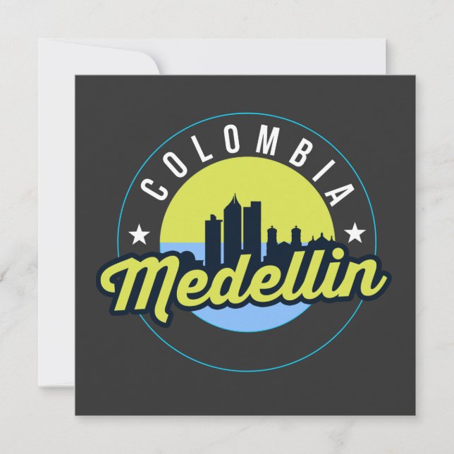 Colombia Medellin Cityscape Flat Greeting Card Kort (Framsida)
