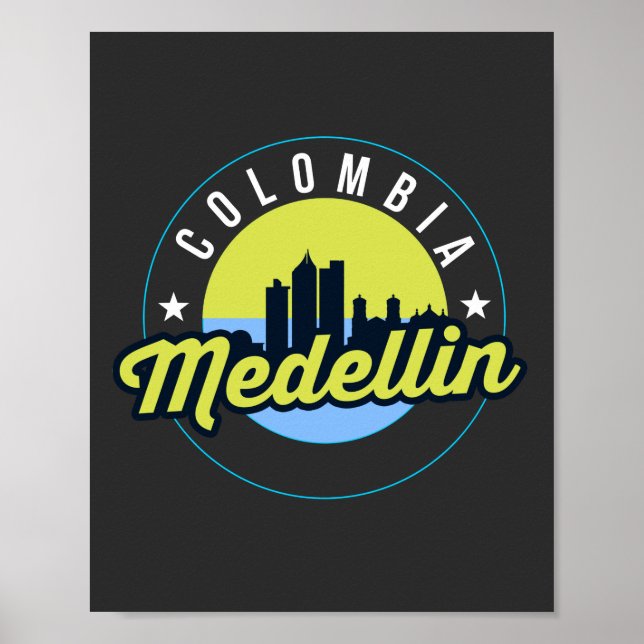 Colombia Medellin Cityscape Sticker Poster (Framsidan)