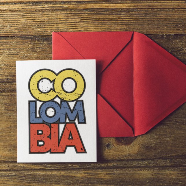 Colombia Metall Wall Art Vykort (Colombia Flag Lettering Postcard)