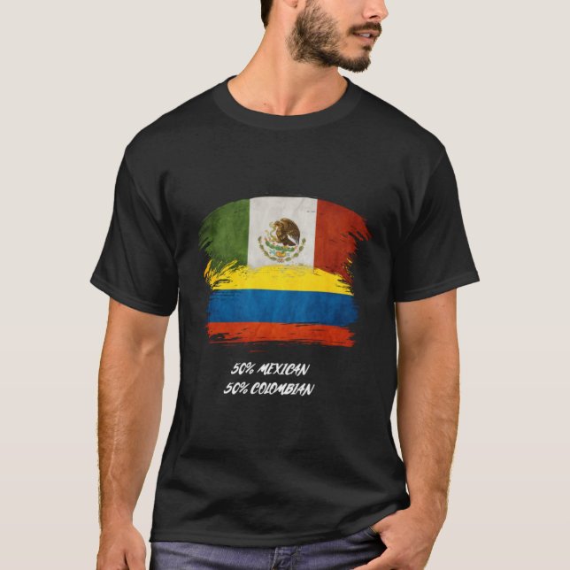 Colombia, Mexiko, blandning, blandning, flagga, pr T Shirt (Framsida)