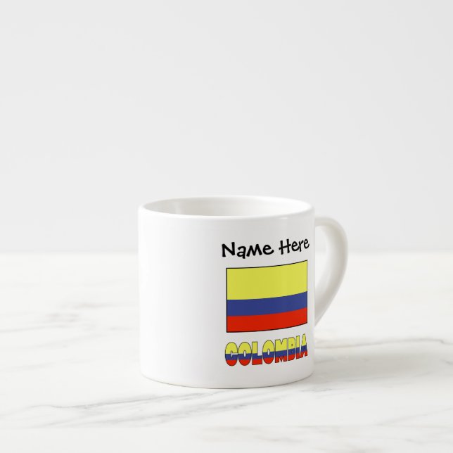 Colombia och Colombiansk Flagga Personlig Espressomugg (Framsida höger)