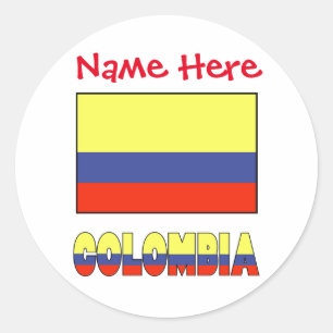 Colombia och Colombias Flagga Red Personalization Runt Klistermärke