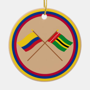 Colombia och Santander korsad flaggor Julgransprydnad Keramik