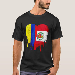 Colombia Peru Flagga Heart Citizen Grown Patriot C T Shirt