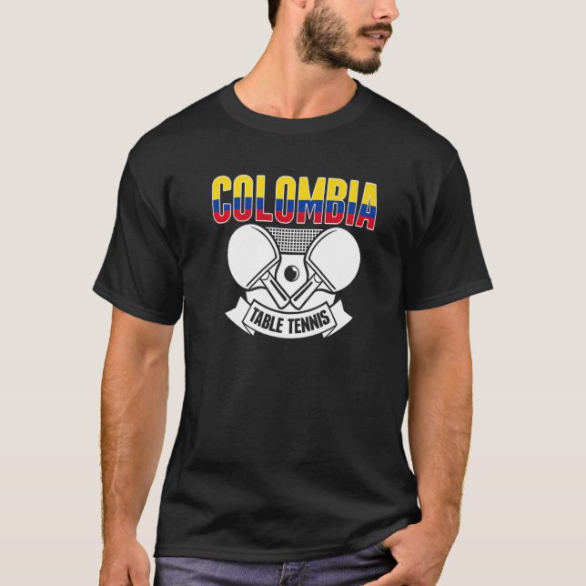 Colombia Ping Pong  Colombian Table Tennis Support T Shirt (Framsida)