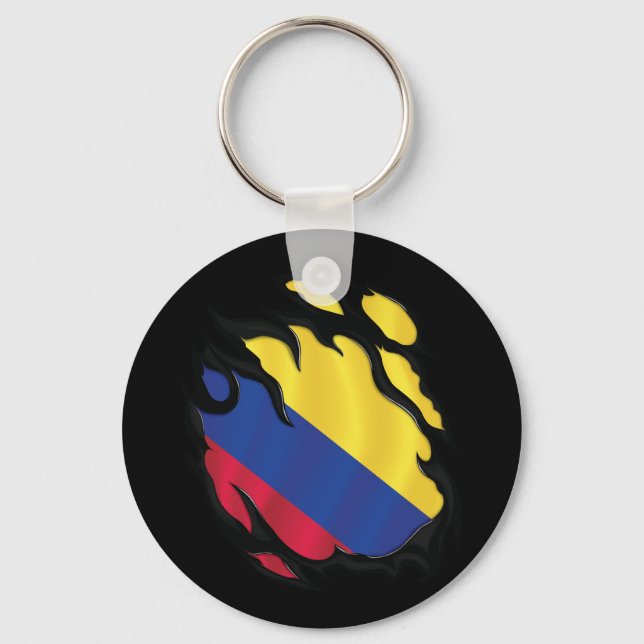 Colombia Ripping Flagga Nyckelring (Framsida)