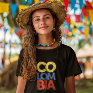 Colombia Rustic Flagga T Shirt