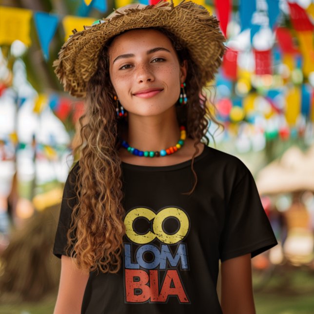 Colombia Rustic Flagga T Shirt (colombia rustic flag latina shirt)