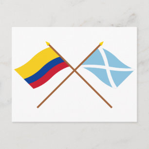 Colombia & San Andrés y Providencia Crossed Flaggo Vykort
