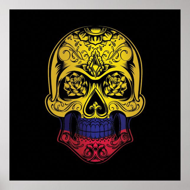 Colombia Skull och Ro Flagga Poster (Framsidan)