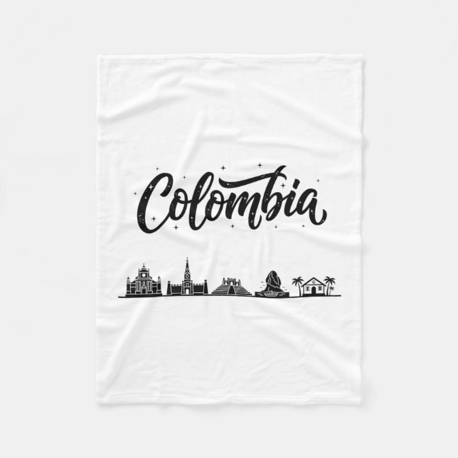 Colombia Skyline Travel Vacation Outfits  Fleecefilt (Framsidan)