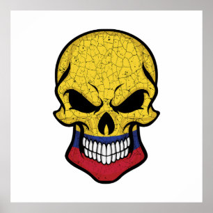 Colombia Smiling Skull Flagga Poster