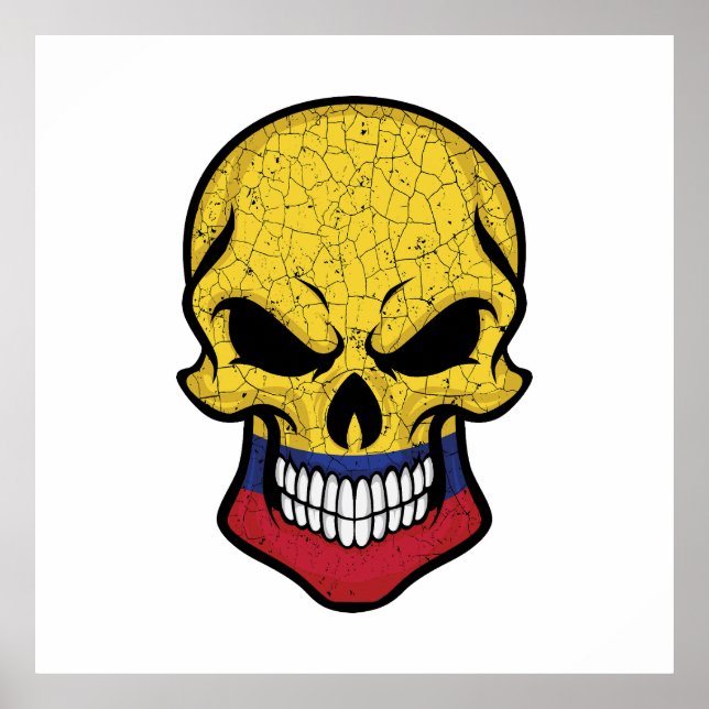 Colombia Smiling Skull Flagga Poster (Framsidan)