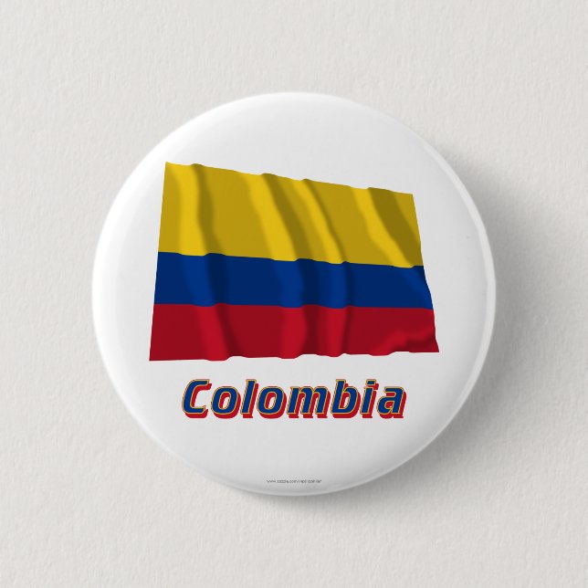 Colombia som vinkar flagga med namn knapp (Framsida)