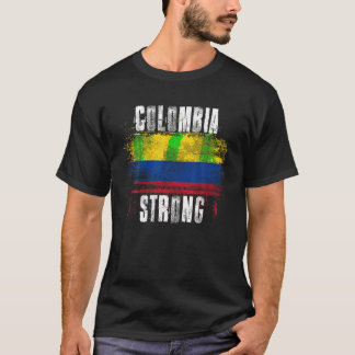 Colombia Strong Distress Flagga colombianska Pride T Shirt