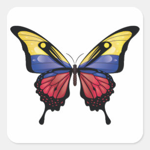 Colombia Swallowtail Butterfly Flagga Sticker Fyrkantigt Klistermärke