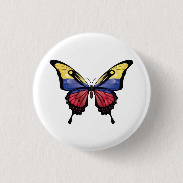 Colombia Swallowtail Butterfly Flagga Sticker Knapp (Framsida)