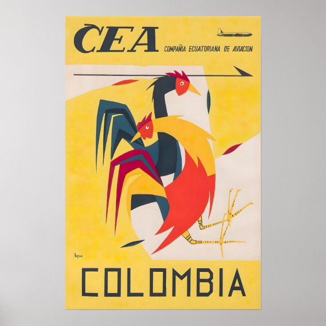 Colombia Travel Poster Colombian Art Print  (Framsidan)