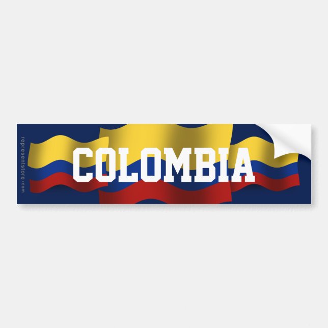 Colombia Vågande Flagga Bildekal (Framsidan)