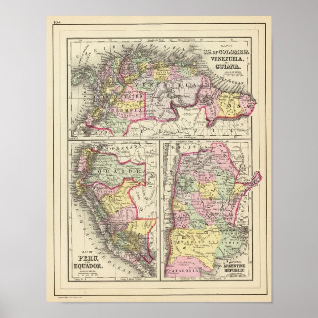 Colombia, Venezuela, Guyana Poster (Framsidan)