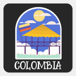 Colombia Vintage resor Fyrkantigt Klistermärke