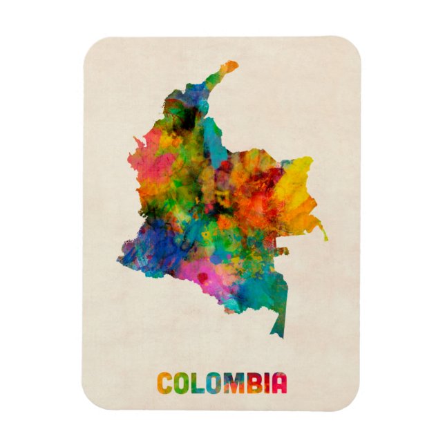 Colombia Watercolor Karta Magnet (Vertikal)
