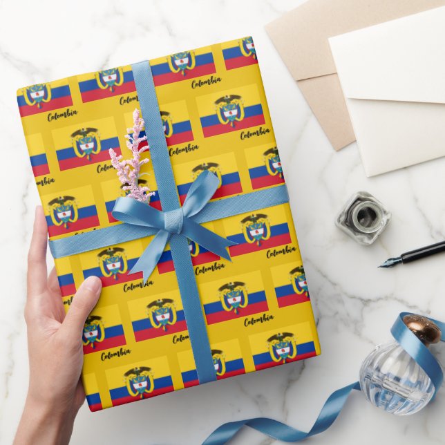 Colombia Wrapping Papper, colombiansk Flagga patri Presentpapper (Gifting)