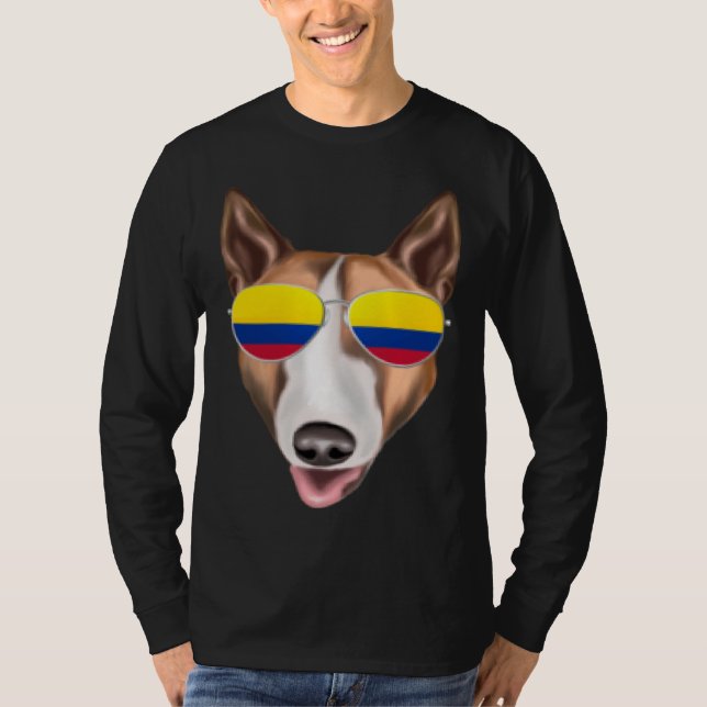 Colombian Flag Bull Terrier Dog Colombia Pocket T Shirt (Framsida)